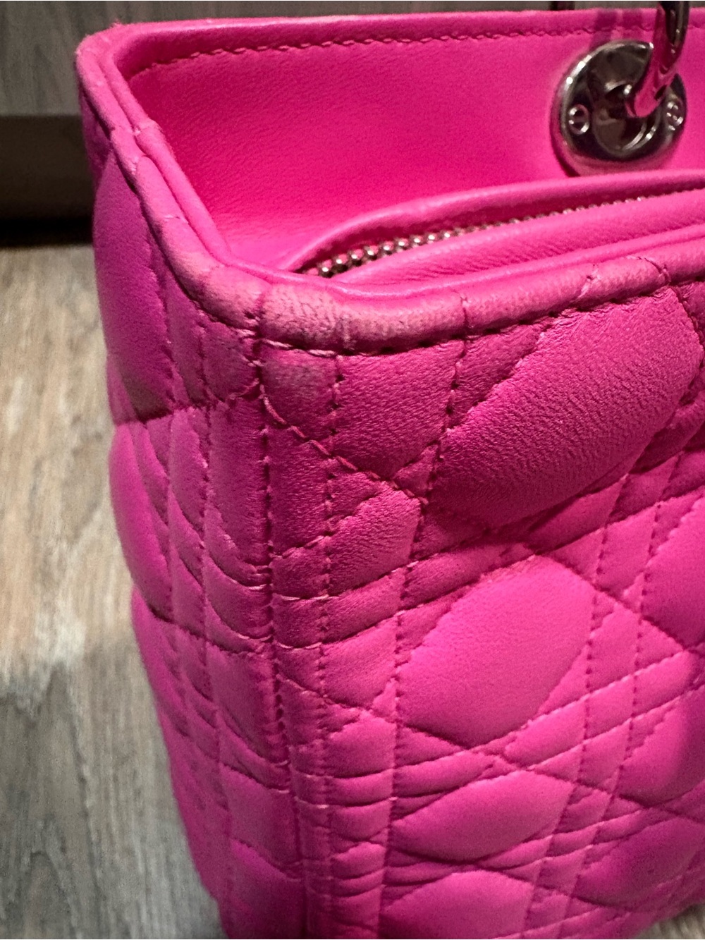 Large Lady Dior Bag in Hot Pink with silver hardware - Picture 13 of 15